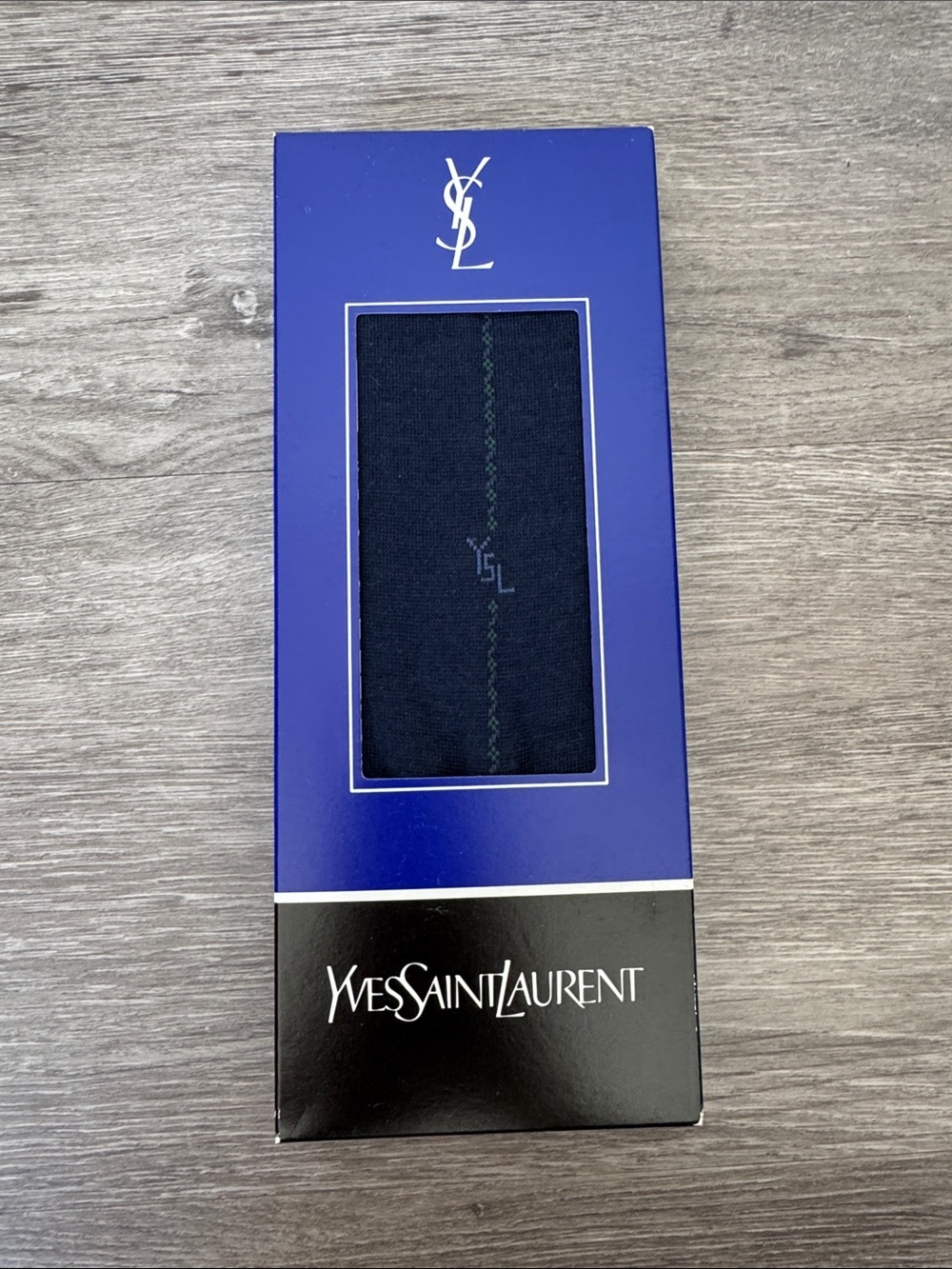 Vintage Yves Saint Laurent Navy Men’s Dress Sock in Original Sealed Box
